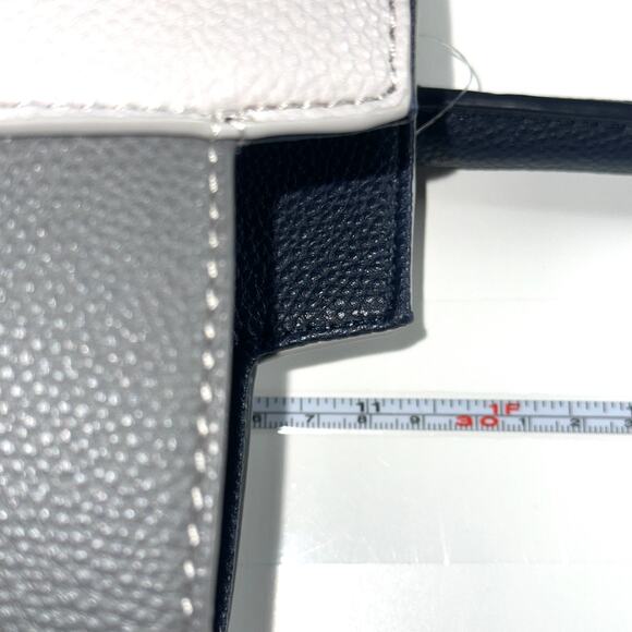 Nine West Sierra Tote Handbag with Matching Wallet Gray Navy Leather Purse NWT - Picture 12 of 16